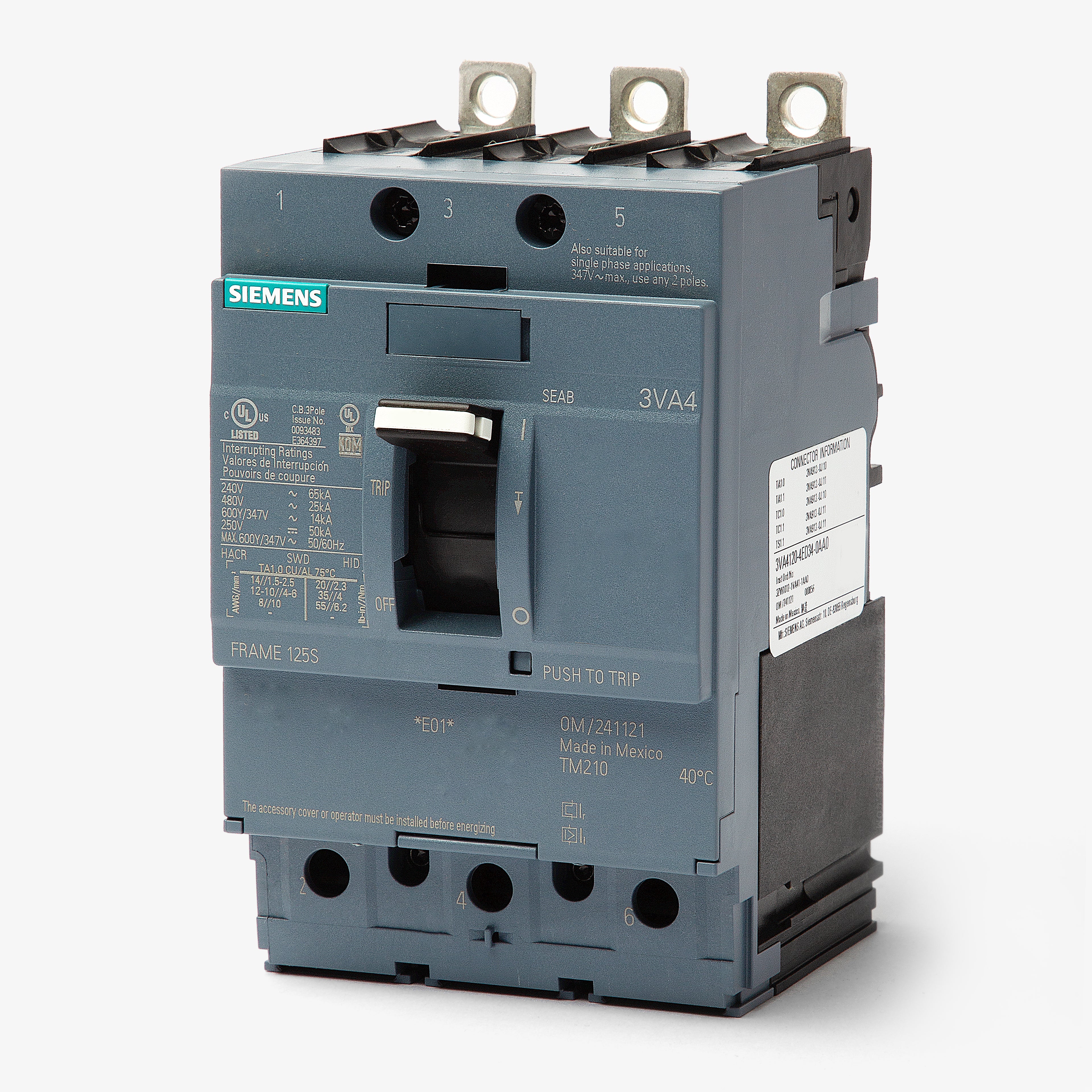 SIEMENS C3g 4本 Siemens 3VA4170-4ED34-0AA0 3 Pole Circuit Breaker – SuperBreakers