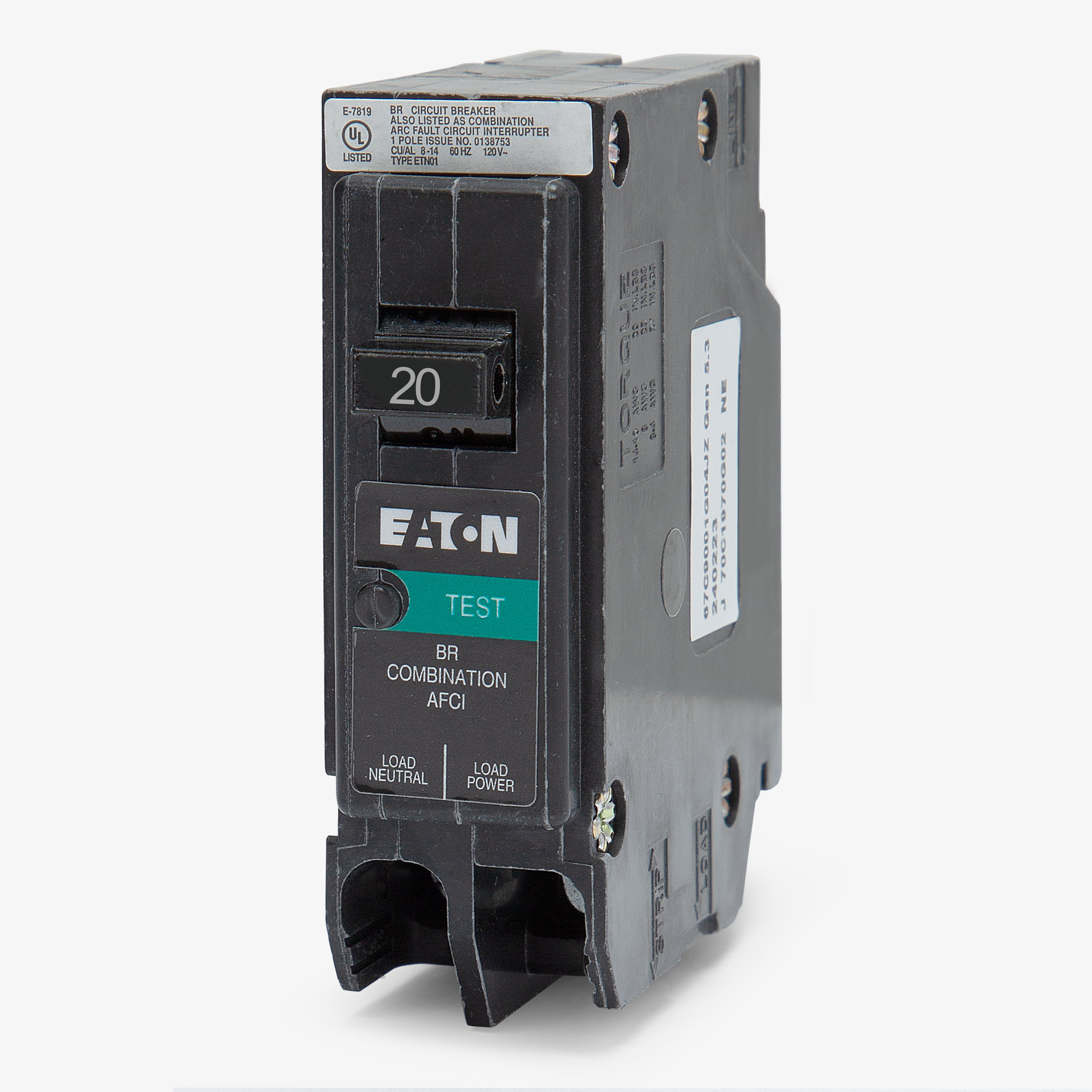 10 Pack Eaton BRP120DF 20A 1-Pole Circuit Breakers - Plug-In, 120V AC