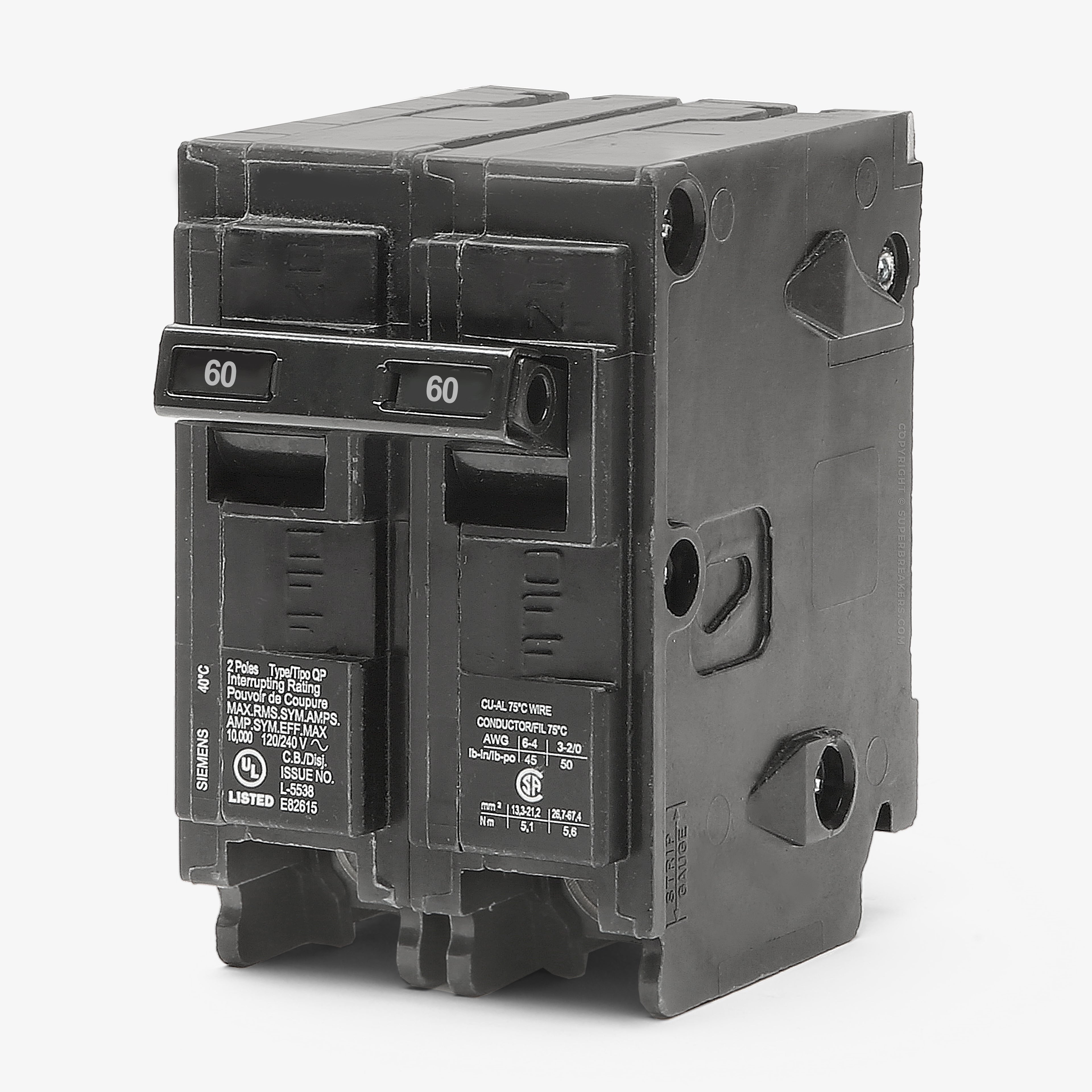 Siemens Q260 - 60A 2 Pole Miniature Circuit Breaker – SuperBreakers