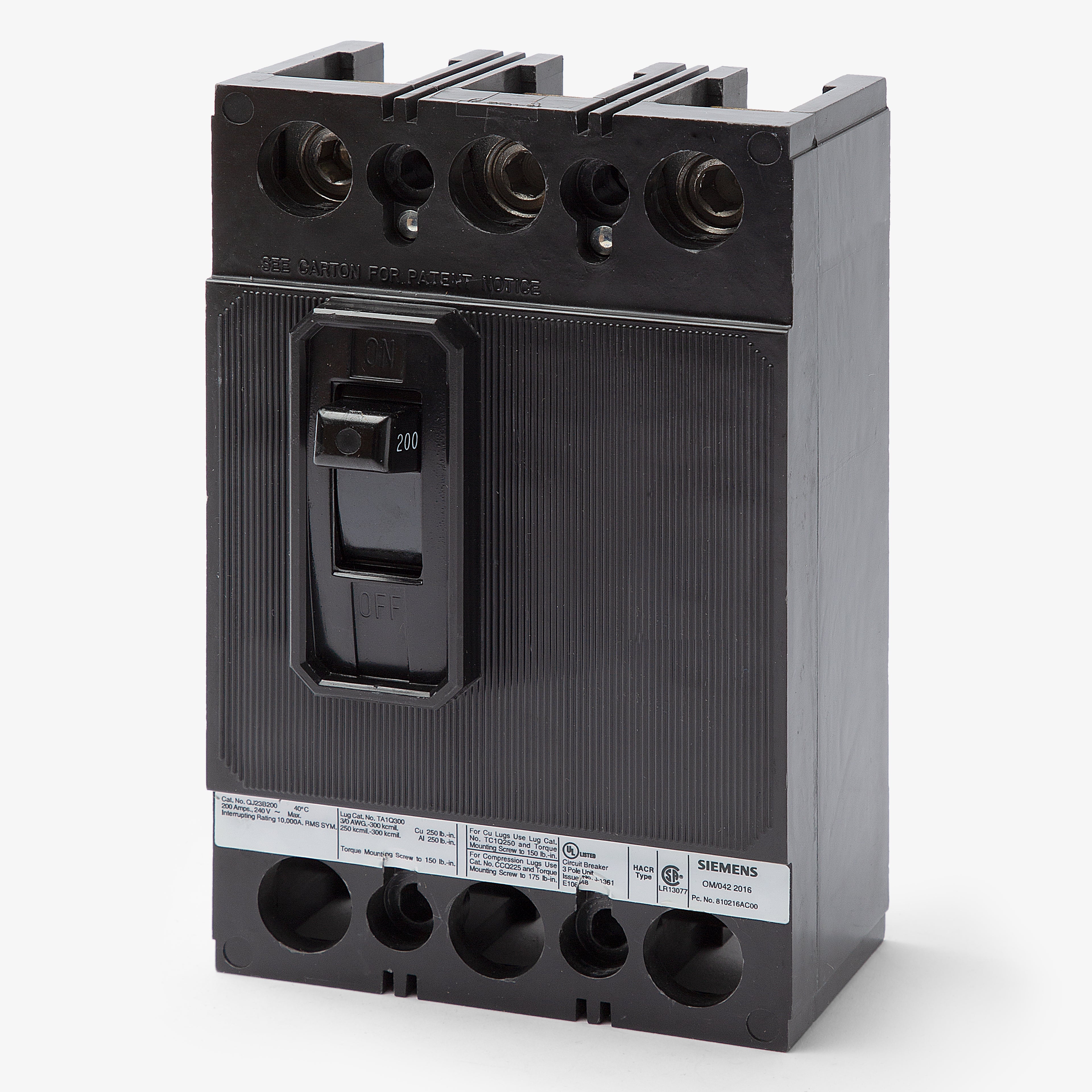 Siemens QJ23B200 - 200A 3 Pole Molded Case Circuit Breaker