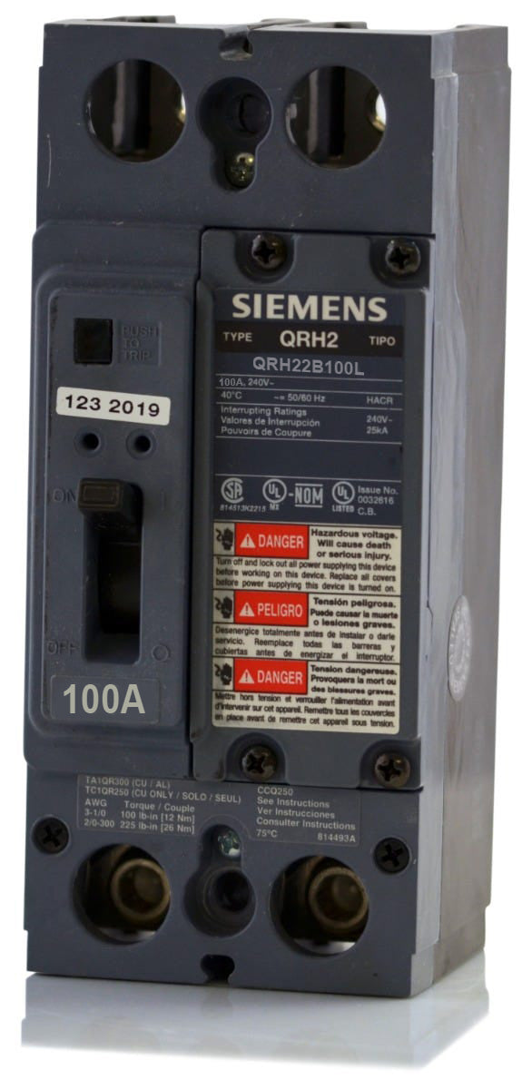 Siemens Qrh22b100l 2 Pole Circuit Breaker Superbreakers