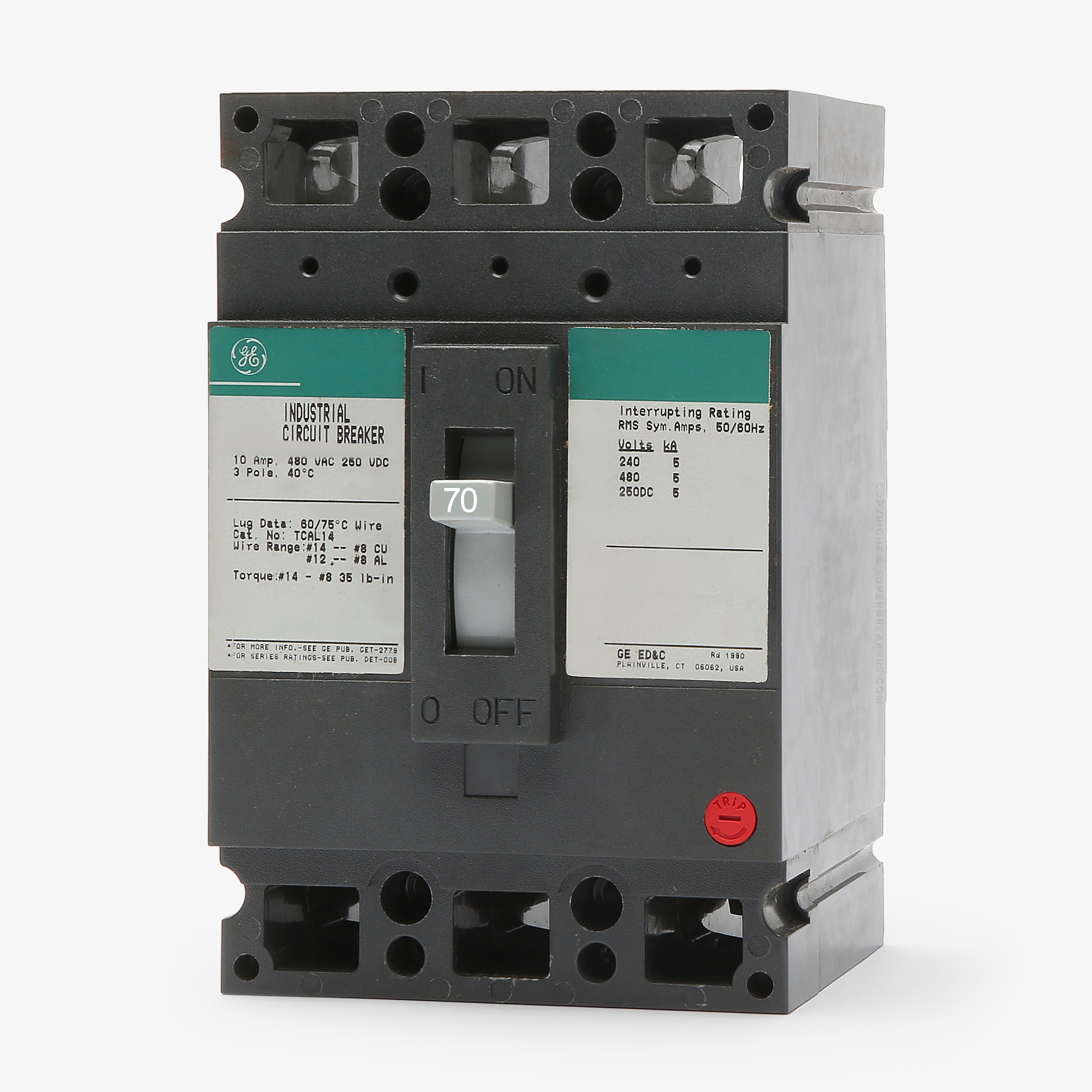 Interruttore Scatolato General Electric THED126070 3P 70A 600V AC Usato