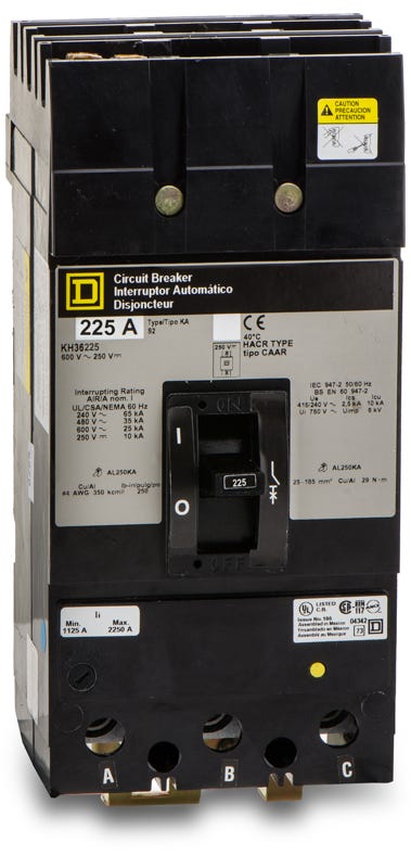 Square D KH36225 - 225A 3 Pole Molded Case Circuit Breaker