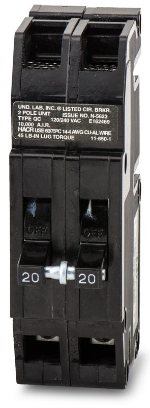 Zinsco QC20 - 20A 2 Pole Molded Case Circuit Breaker – SuperBreakers