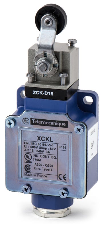 XCK-L115 Limit Switch - Roller Lever, 3A 240V, OsiSense XCKL Series, For Industrial Applications