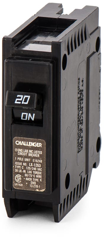 Eaton ⁄ Challenger C120 - 20A 1 Pole Miniature Circuit Breaker