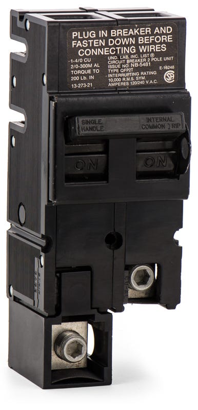 Connecticut Electric UBITBFP1752 Replacement Circuit Breaker - 2-Pole, 175 Amp, For Zinsco Load Centers Type QFP