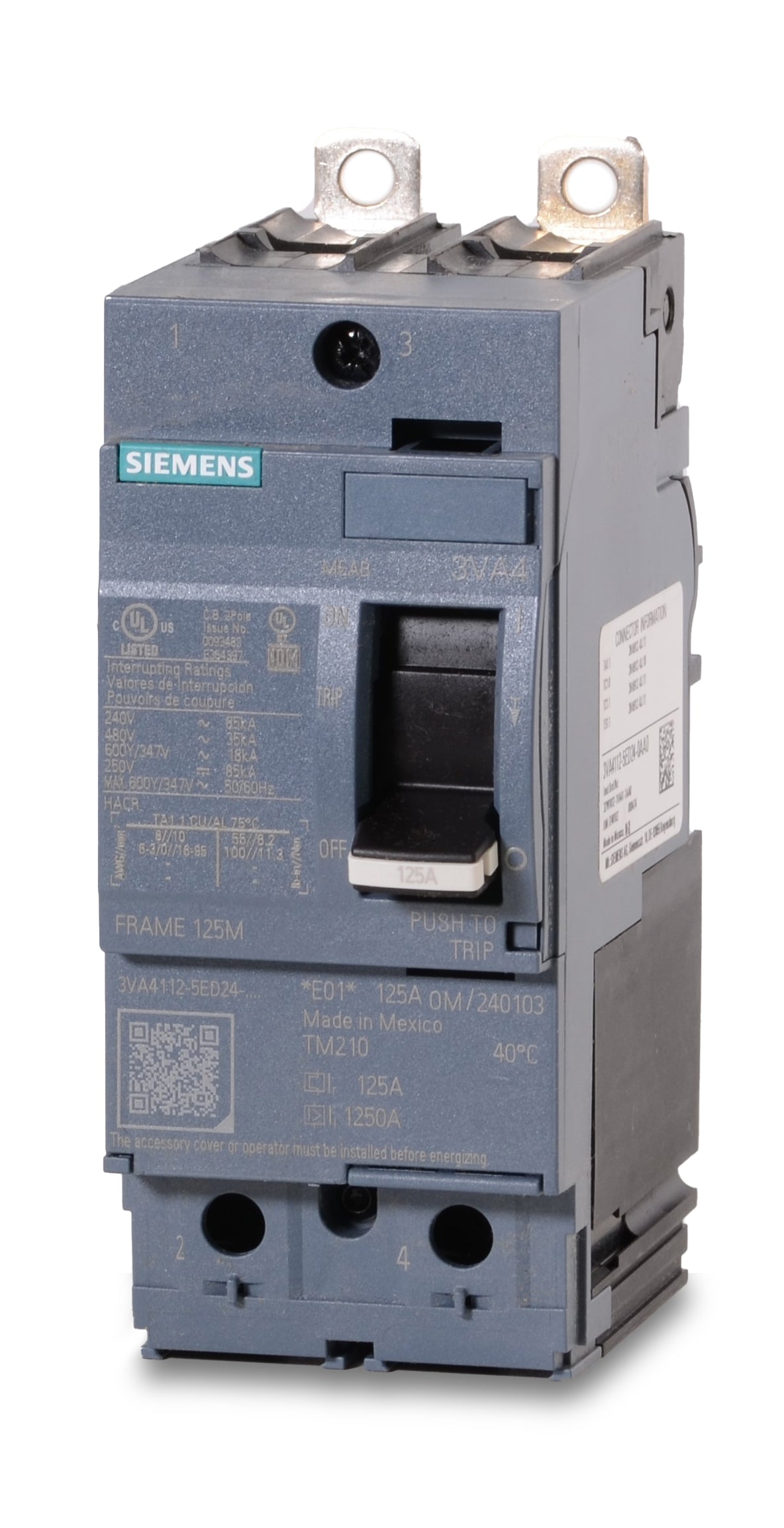 Siemens 3VA4112-5ED24-0AA0 - 125A 2 Pole Molded Case Circuit Breaker