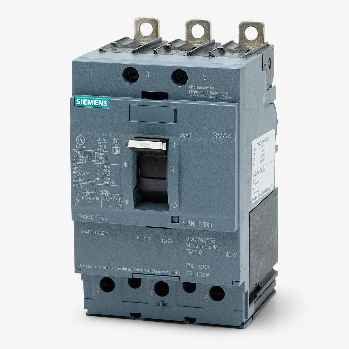 Siemens 3VA4125-5ED34-0AA0 - 25A 3 Pole Molded Case Circuit Breaker