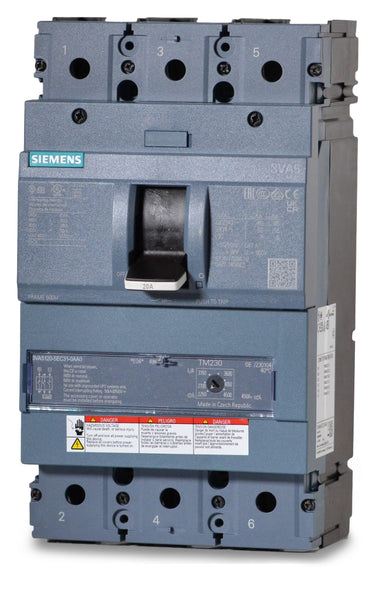 Siemens 3VA5120-5EC31-0AA0 - 20A 3 Pole Molded Case Circuit Breaker