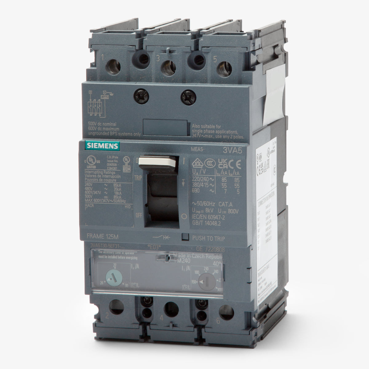 Siemens 3VA5180-6EC31-0AA0 - 80A 3 Pole Molded Case Circuit Breaker