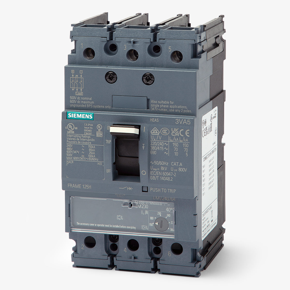 Siemens 3VA5145-6EC31-0AA0 - 45A 3 Pole Molded Case Circuit Breaker