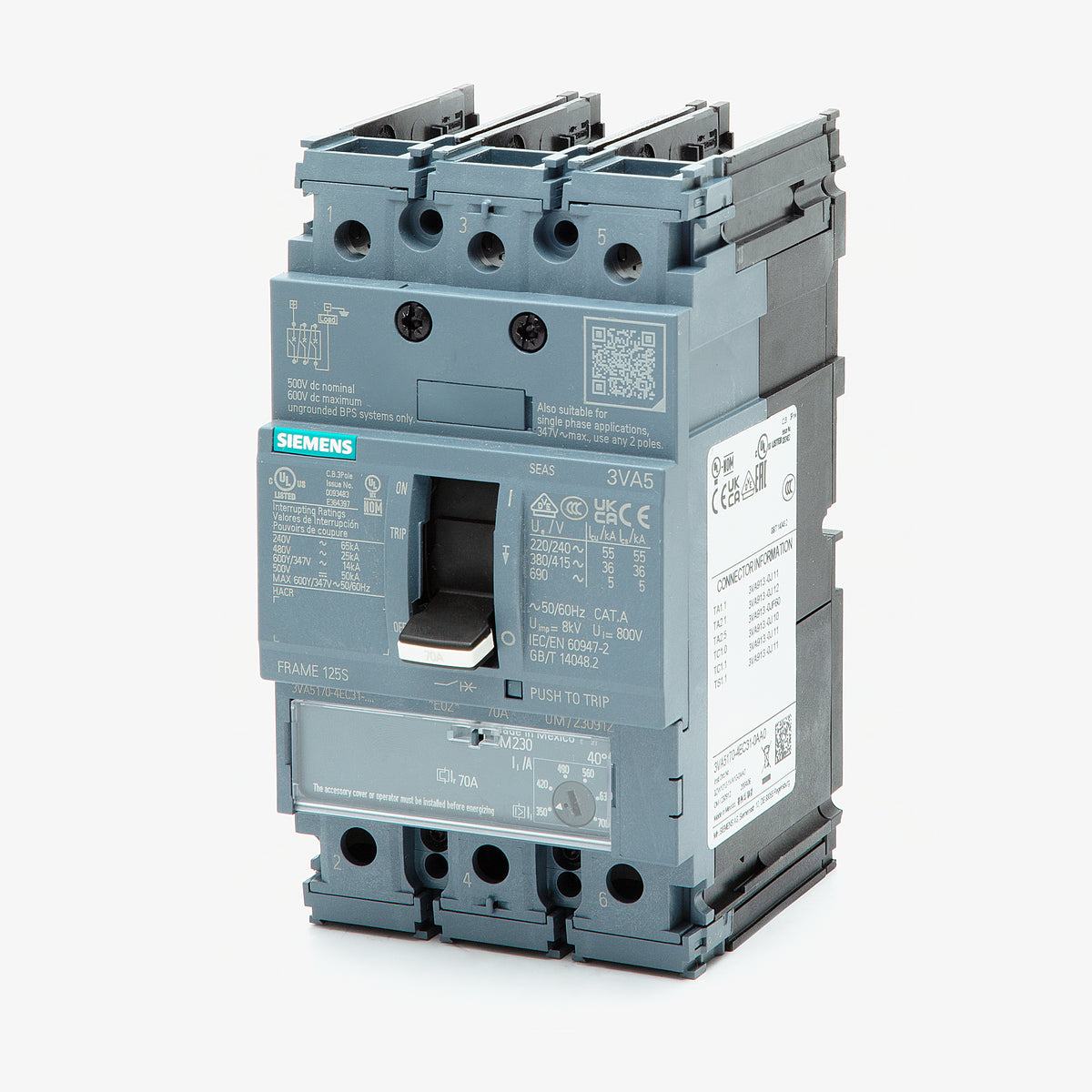 Siemens 3VA5170-4EC31-0AA0 - 70A 3 Pole Molded Case Circuit Breaker