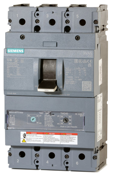Siemens 3VA5212-6EF31-0AA0 - 125A 3 Pole Molded Case Circuit Breaker