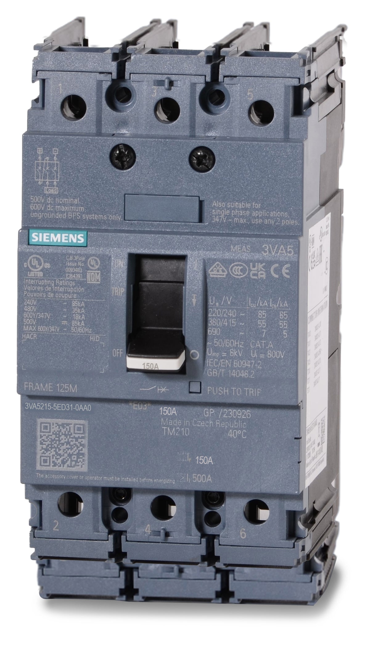 Siemens 3VA5215-5ED31-0AA0 - 150A 3 Pole Molded Case Circuit Breaker