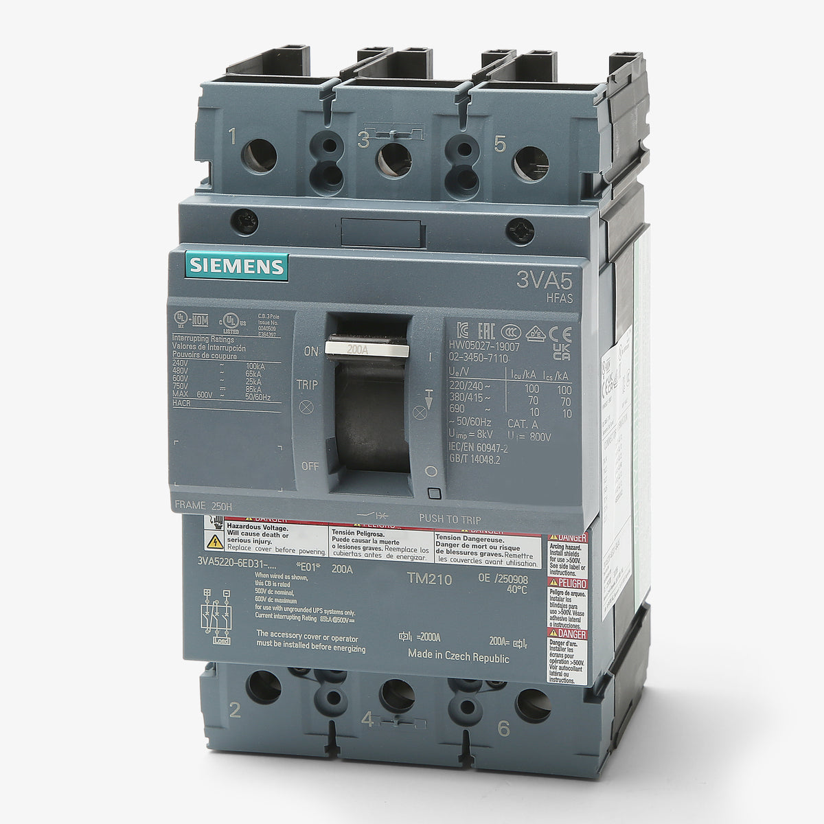 Siemens 3VA5220-6ED31-0AA0 - 200A 3 Pole Molded Case Circuit Breaker