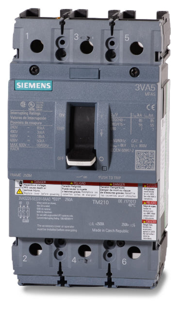 Siemens 3VA5225-5ED31-0AA0 - 250A 3 Pole Molded Case Circuit Breaker