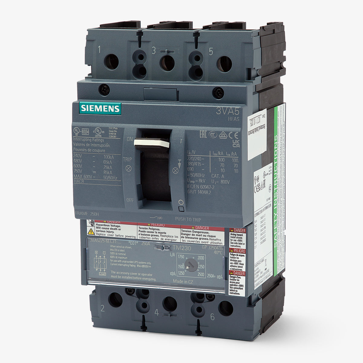 Siemens 3VA5212-6EC31-0AA0 - 125A 3 Pole Molded Case Circuit Breaker