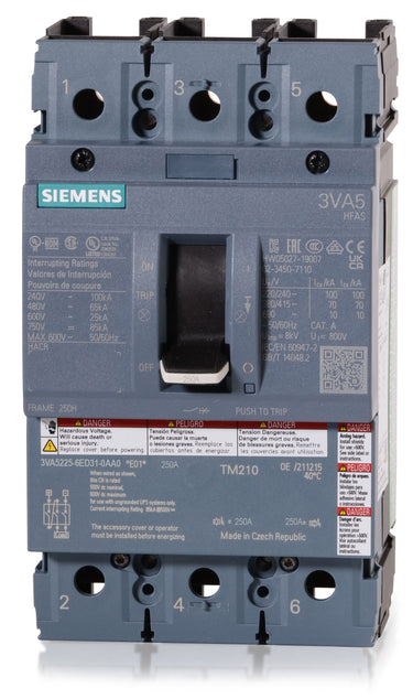 Siemens 3VA5225-6ED31-0AA0 - 250A 3 Pole Molded Case Circuit Breaker