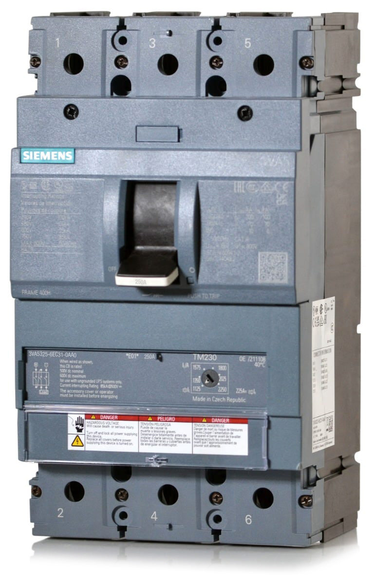 Siemens 3VA5325-6EC31-0AA0 - 250A 3 Pole Molded Case Circuit Breaker
