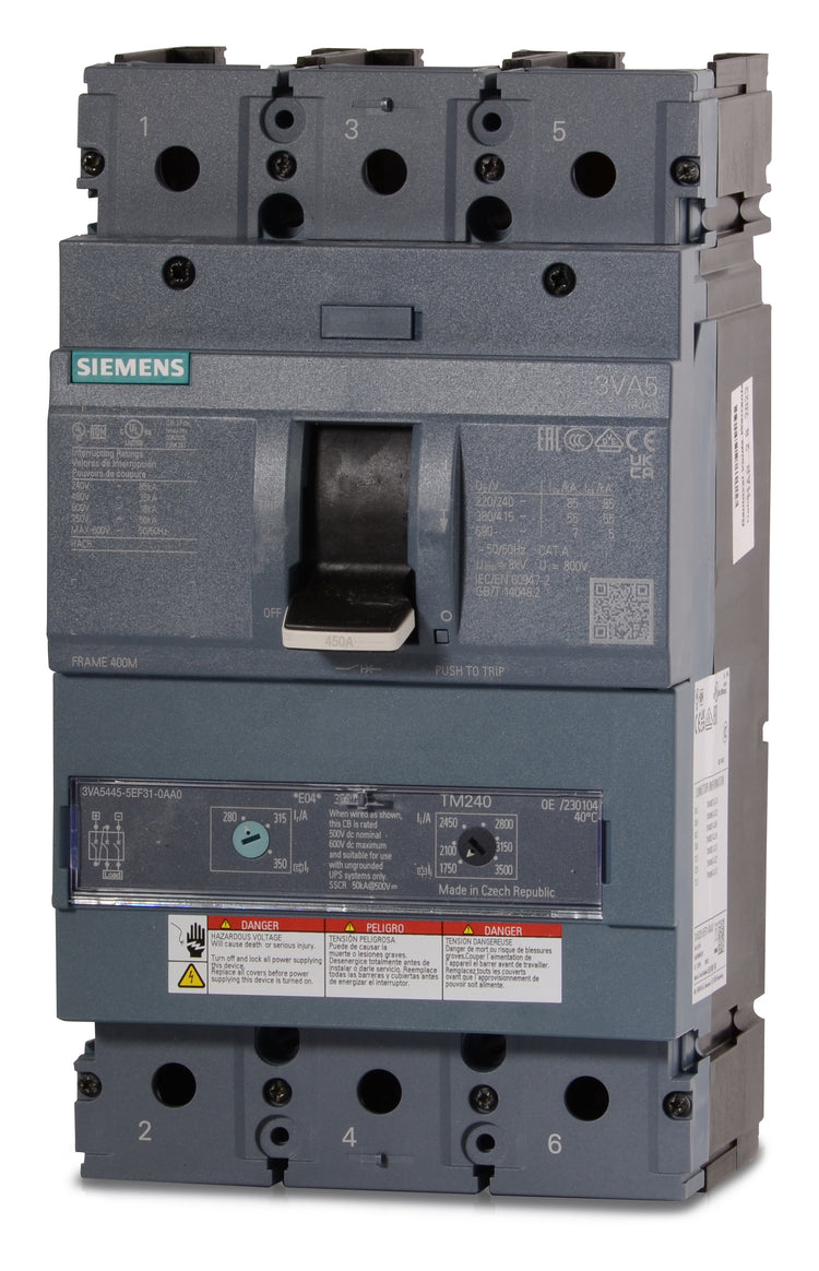 Siemens 3VA5445-5EF31-0AA0 - 450A 3 Pole Molded Case Circuit Breaker