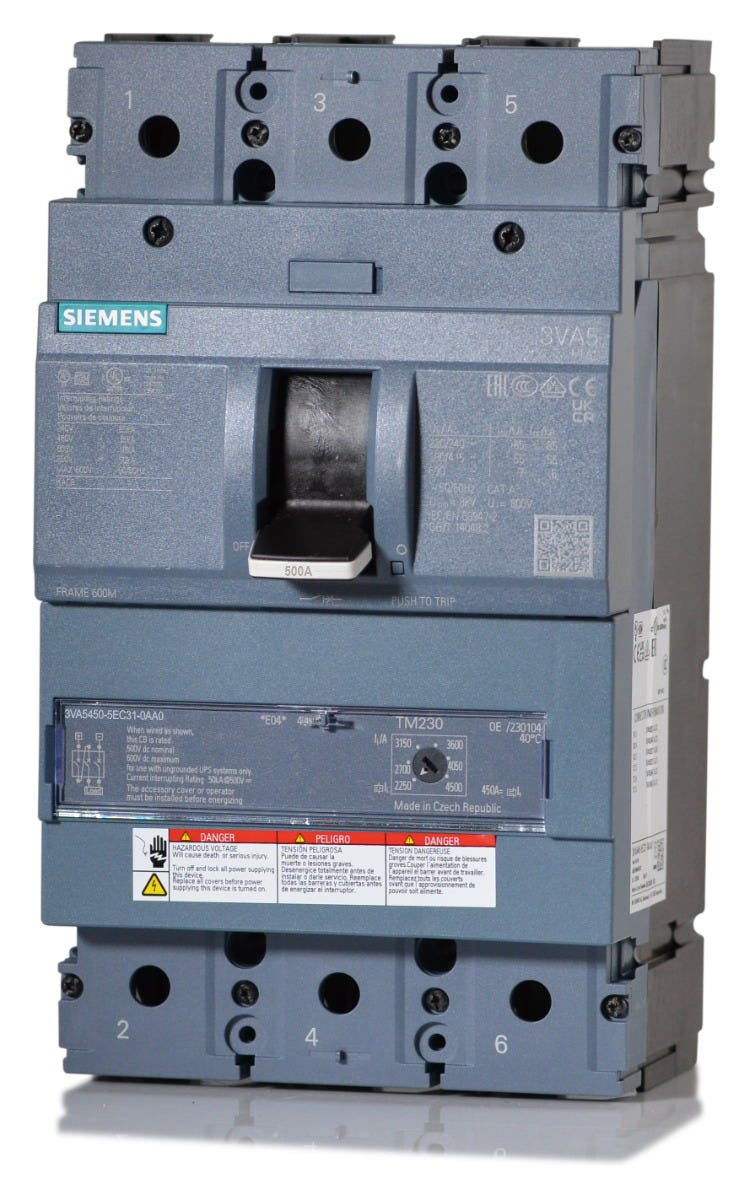 Siemens 3VA5450-5EC31-0AA0 - 500A 3 Pole Molded Case Circuit Breaker
