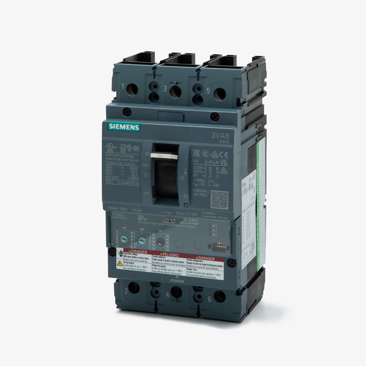 Siemens 3VA6110-5HL31-0AA0 - 100A 3 Pole Molded Case Circuit Breaker
