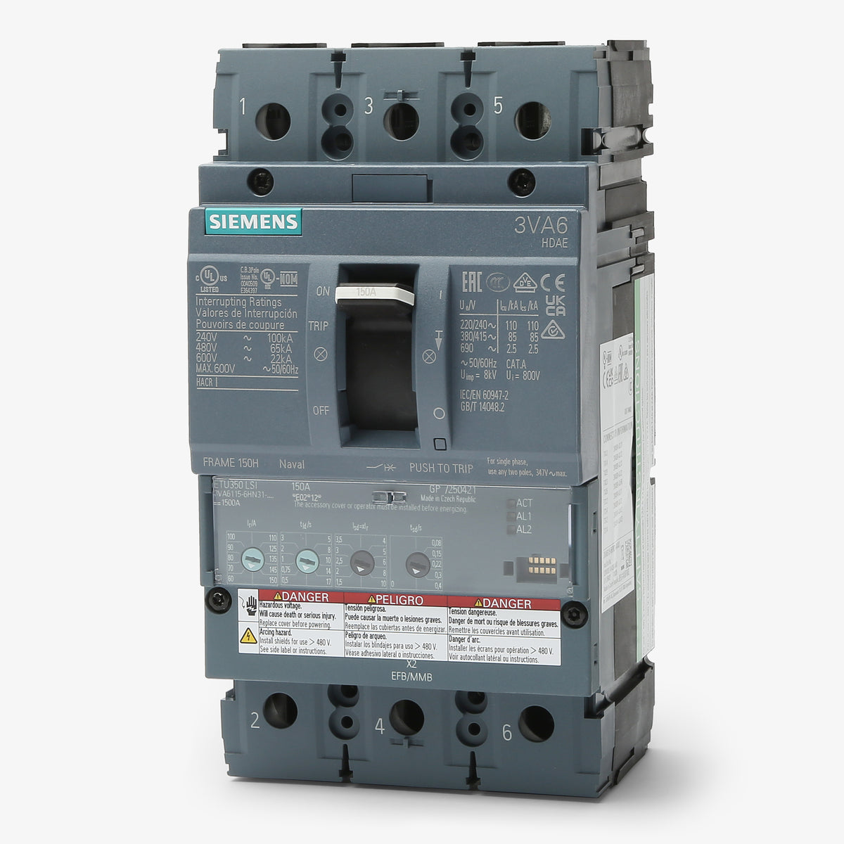 Siemens 3VA6115-8HN31-0AA0 - 150A 3 Pole Molded Case Circuit Breaker