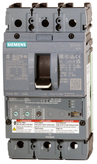 Siemens 3VA6325-6HL31-0AA0 - 250A 3 Pole Molded Case Circuit Breaker