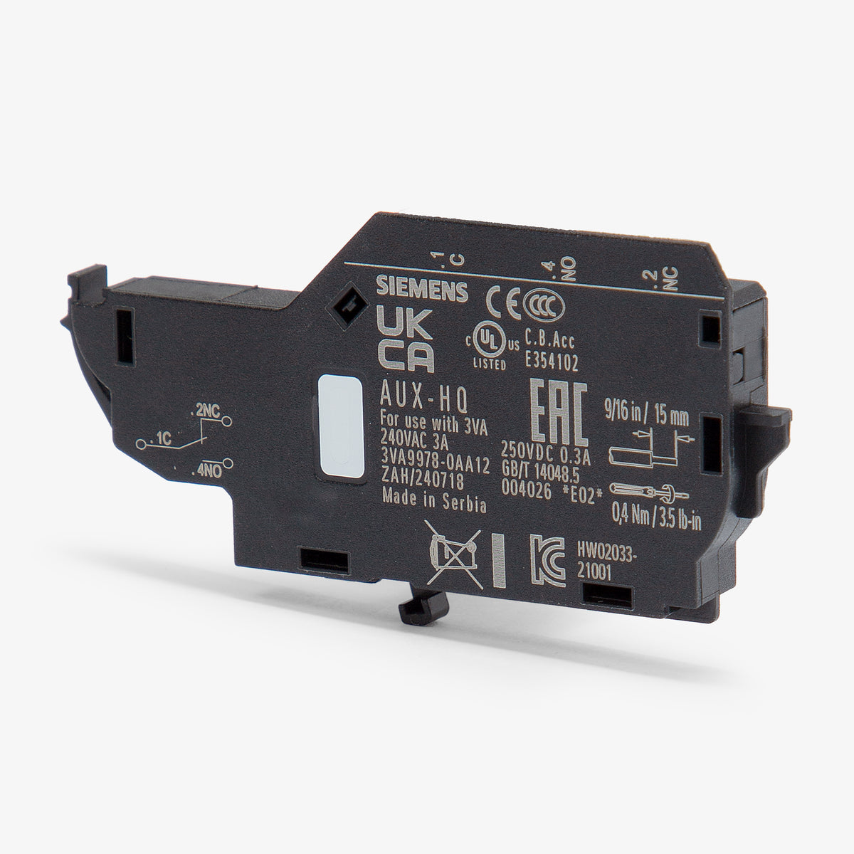 Siemens 3VA9978-0AA12 Auxiliary Switch