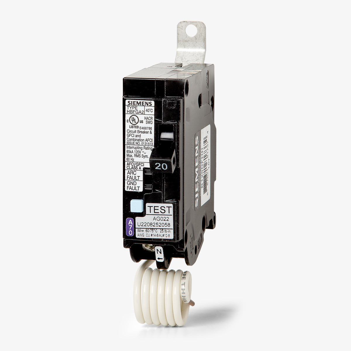 Siemens B120DFHH - 20A Dual Function Miniature Circuit Breaker