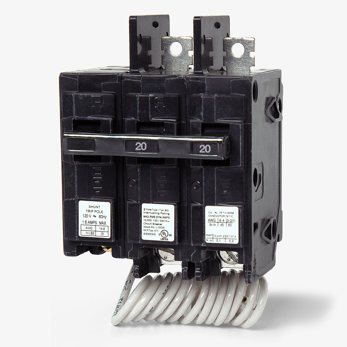 Siemens BQ2B02000S01 - 20A 2 Pole Molded Case Circuit Breaker