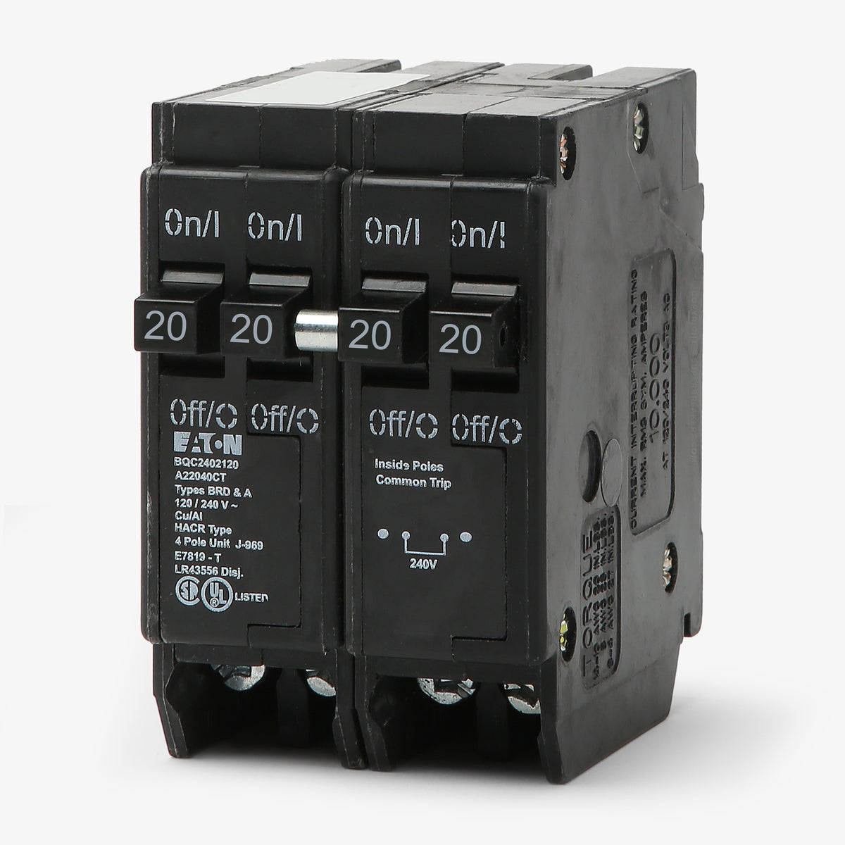 Eaton / Cutler-Hammer BQC2202120 - 20/20A Quadplex Miniature Circuit Breaker