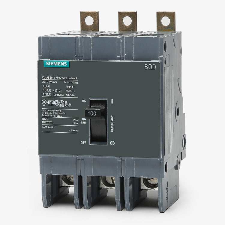 Siemens BQD3100 - 100A 3 Pole Molded Case Circuit Breaker