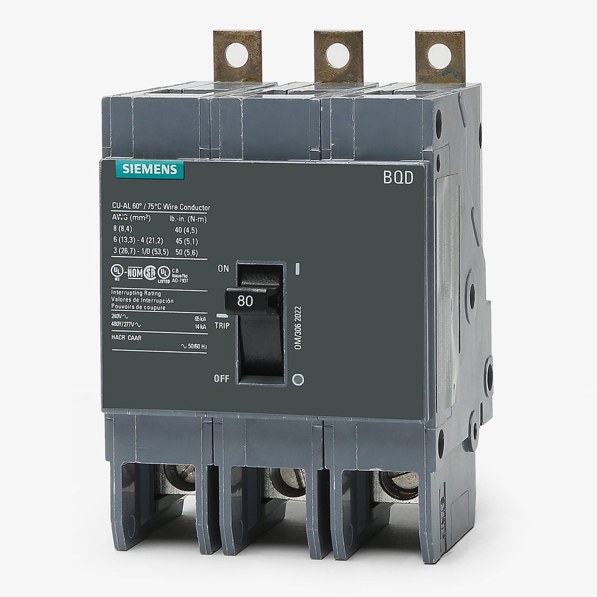 Siemens BQD380 - 80A 3 Pole Molded Case Circuit Breaker