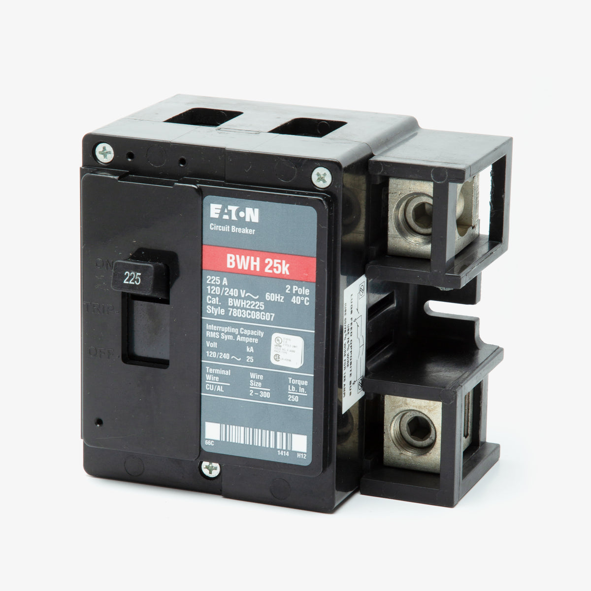 Eaton / Cutler-Hammer BWH2225 - 225A 2 Pole Molded Case Circuit Breaker