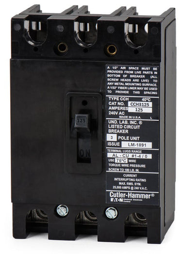 Eaton / Cutler-Hammer CCH3125 - 125A 3 Pole Molded Case Circuit Breaker
