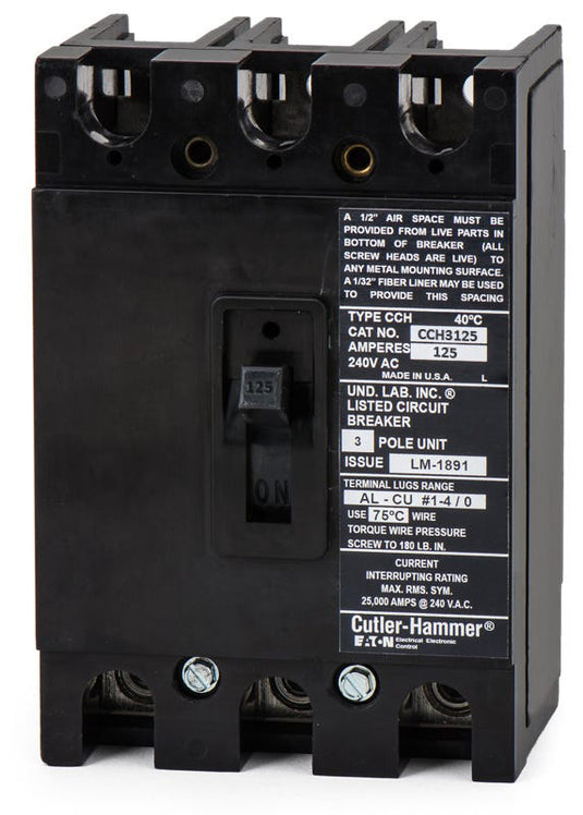 Eaton / Cutler-Hammer CCH3125 - 125A 3 Pole Molded Case Circuit Breaker