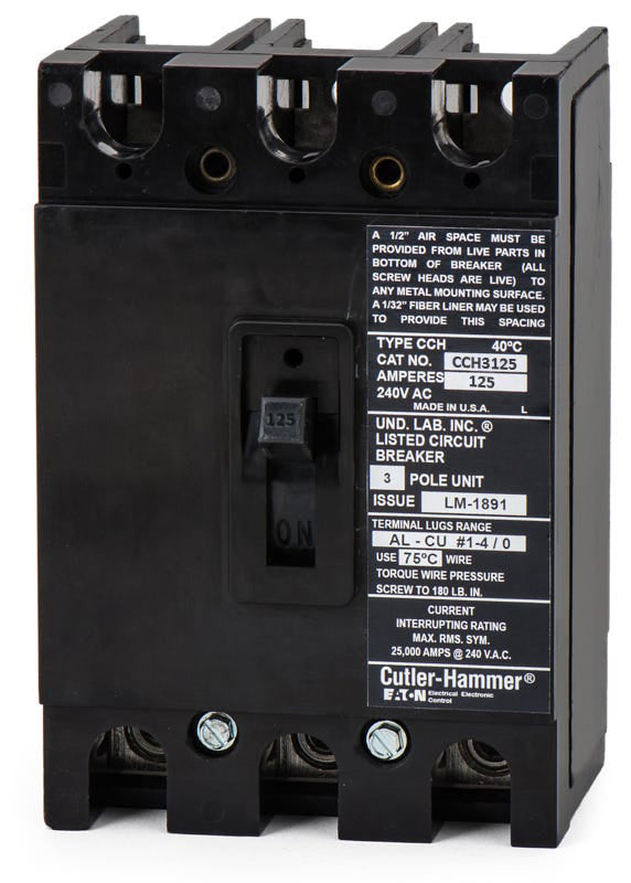 Eaton / Cutler-Hammer CCH3125 - 125A 3 Pole Molded Case Circuit Breaker
