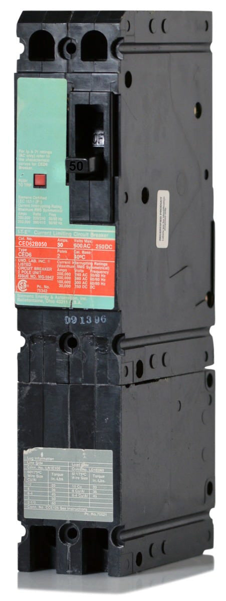 Siemens CED62B050 - 50A 2 Pole Molded Case Circuit Breaker