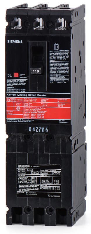 Siemens CED63B110 - 110A 3 Pole Molded Case Circuit Breaker