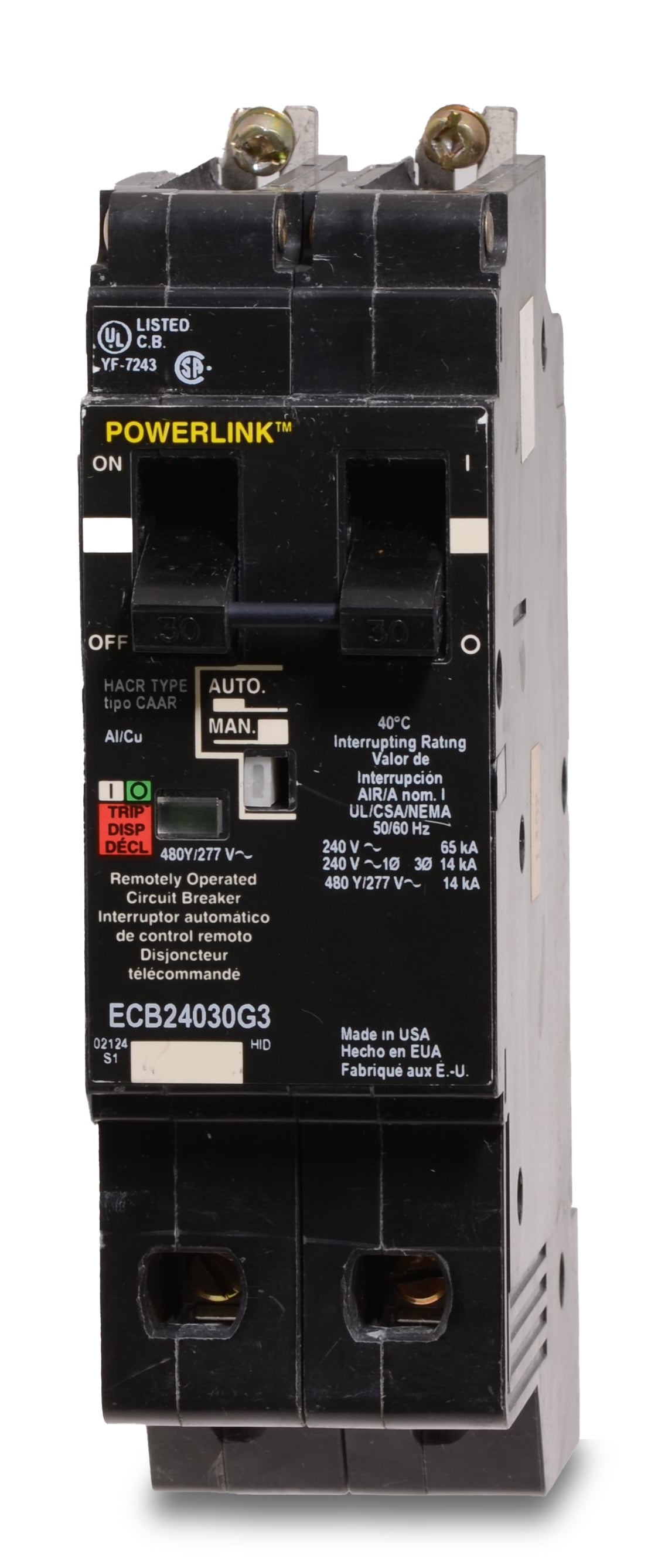 Square D ECB24030G3 - 30A 2 Pole Miniature Circuit Breaker