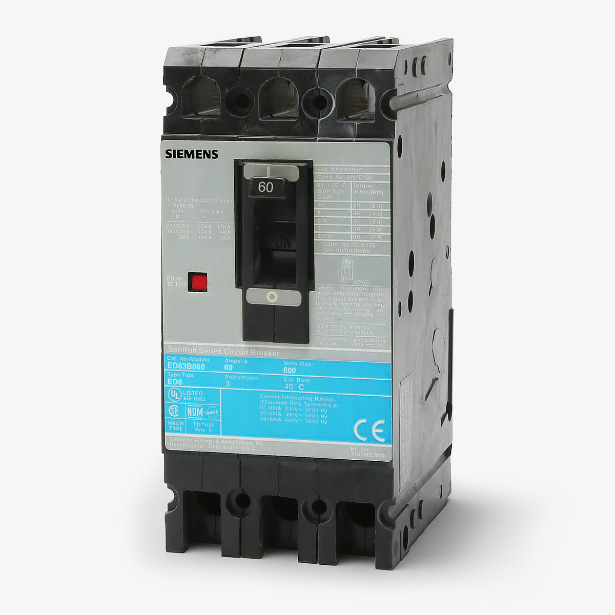 Siemens ED63B060 - 60A 3 Pole Molded Case Circuit Breaker