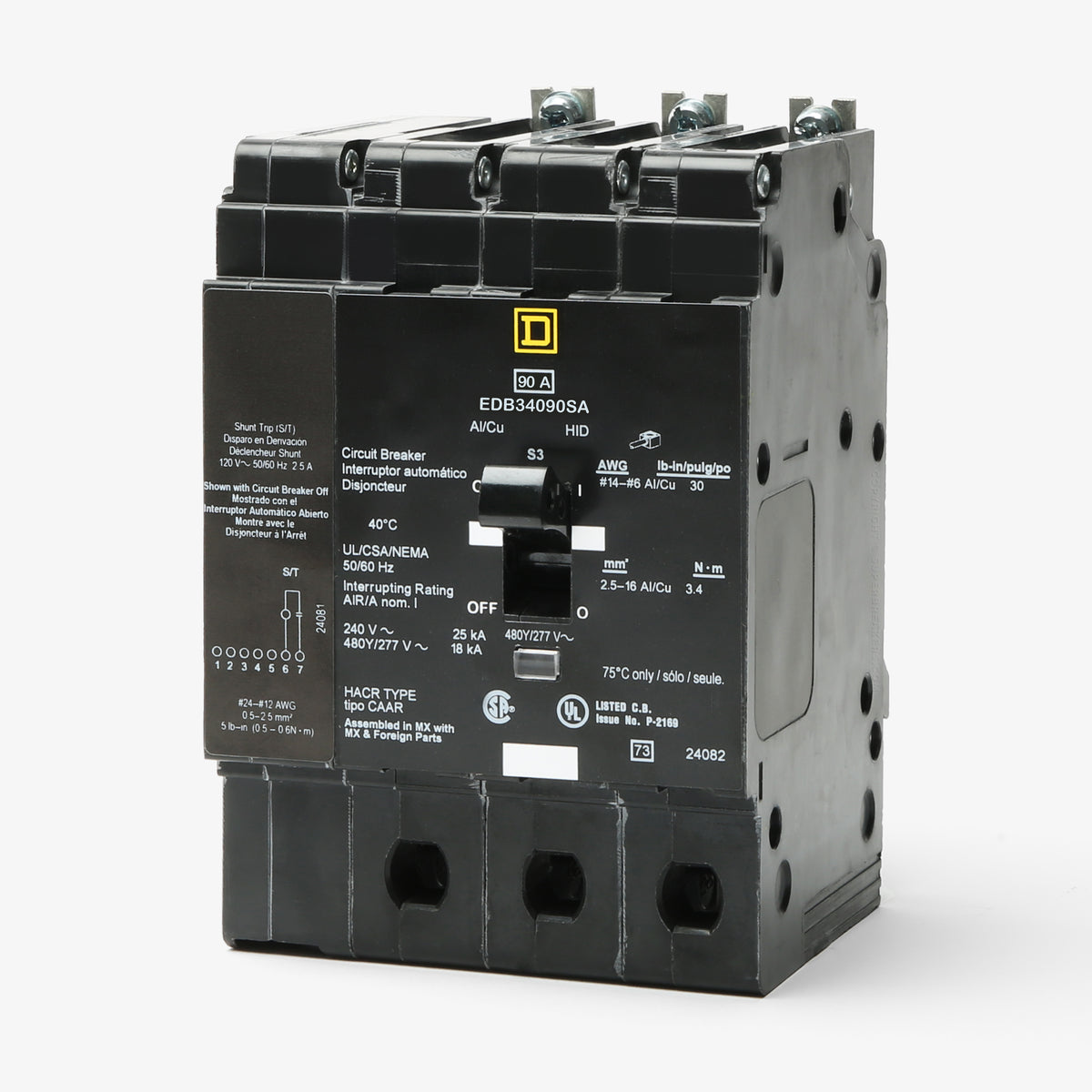 Square D EDB34090SA - 90A 3 Pole Molded Case Circuit Breaker