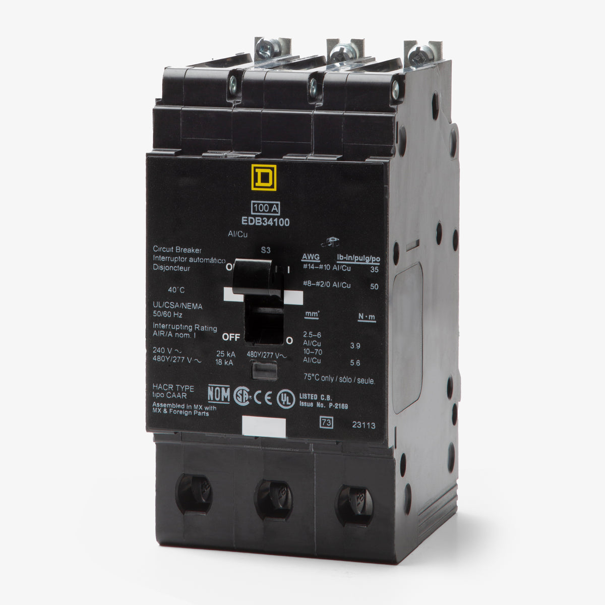 Square D EDB34100 - 100A 3 Pole Miniature Circuit Breaker