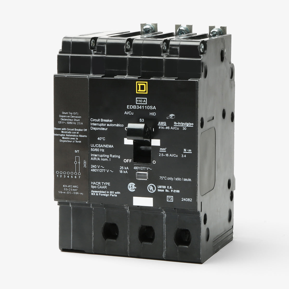 Square D EDB34110SA - 110A 3 Pole Molded Case Circuit Breaker