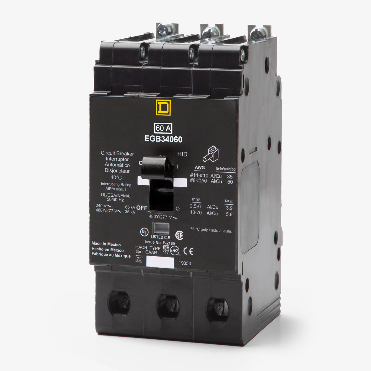 Square D EGB34060 - 60A 3 Pole Molded Case Circuit Breaker