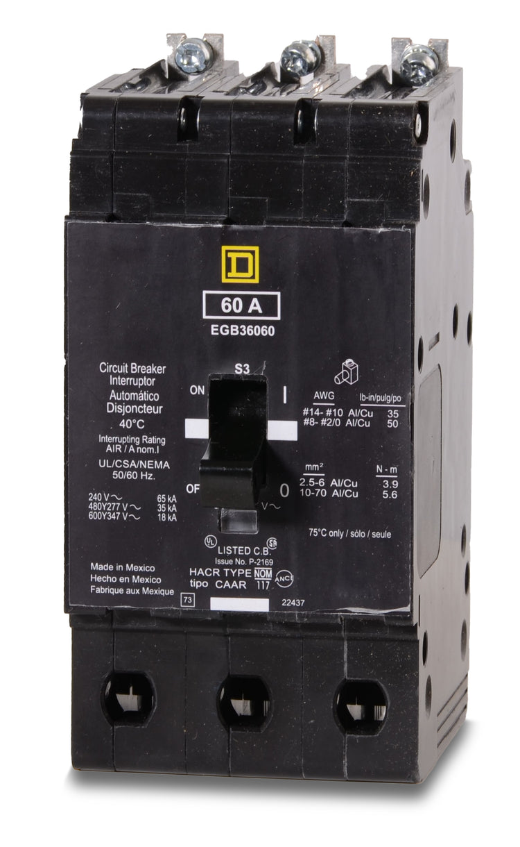 Square D EGB36060 - 60A 3 Pole Molded Case Circuit Breaker