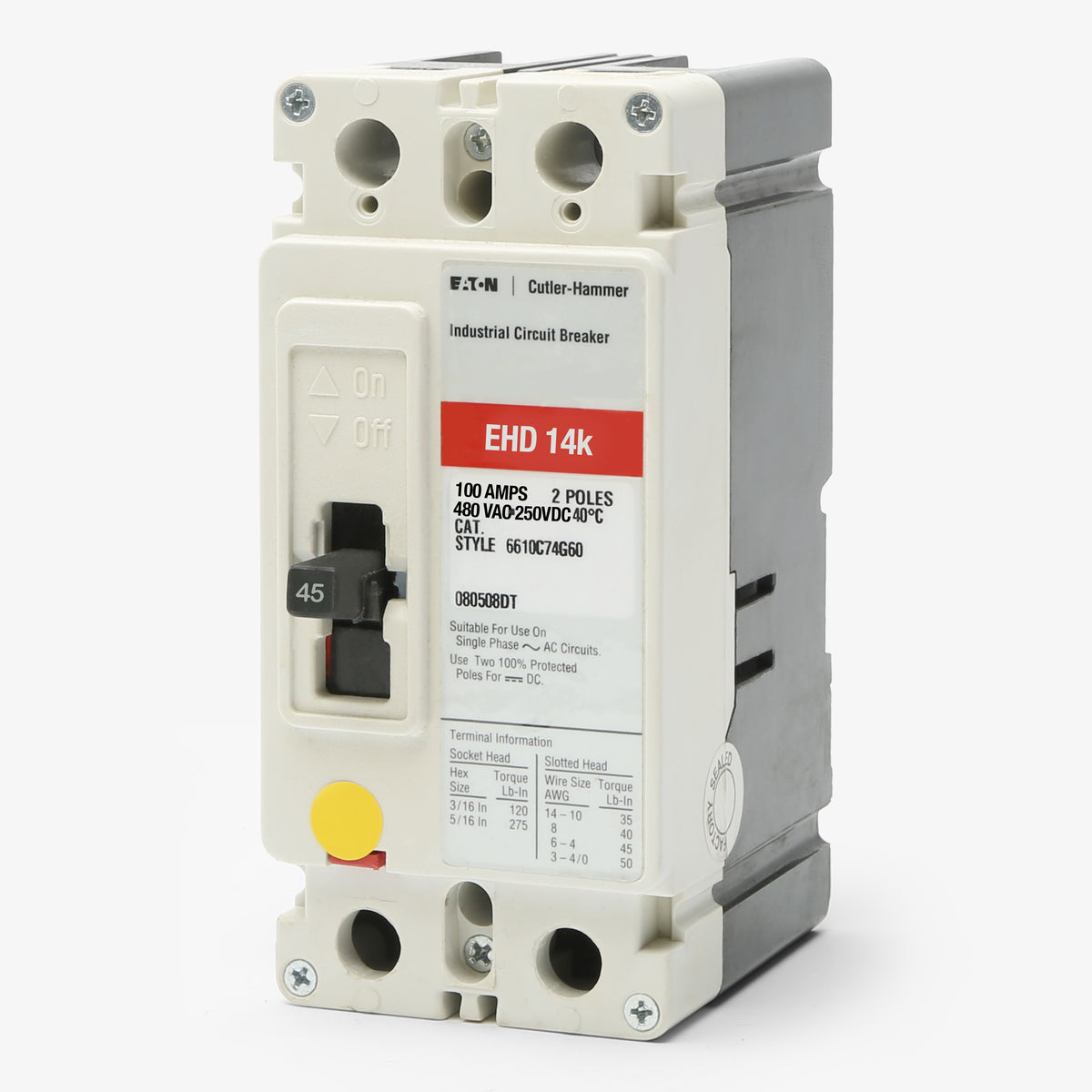 Eaton / Cutler-Hammer EHD2045L - 45A 2 Pole Molded Case Circuit Breaker