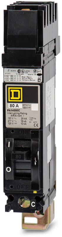 Square D FA14080C - 80A 1 Pole Molded Case Circuit Breaker